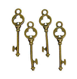 Key Charms, Club Suite, Brass-Plated Pewter (Qty: 4)