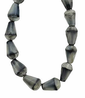 Faceted Center-Drilled Drop Beads,  6x8mm, Grey/Black  (Qty: 18)*