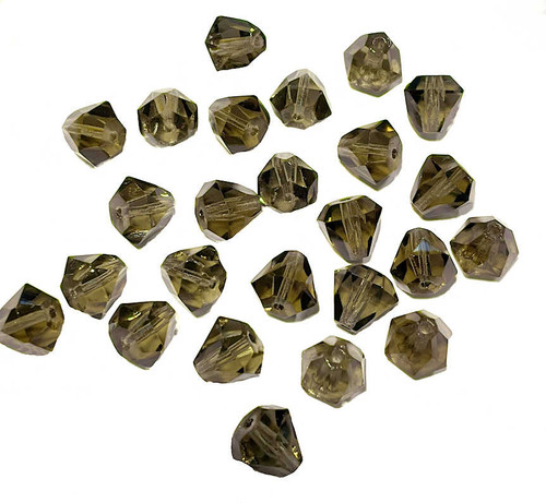 Faceted Czech Crystal Beads, Smoke  Grey, 8x9mm  (Qty: 25)*