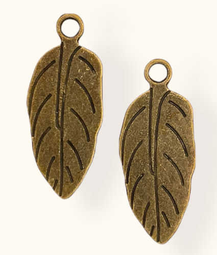 Leaf #2,  Bronze-Plated, 12.5 x 25.5mm  (Qty: 2)*