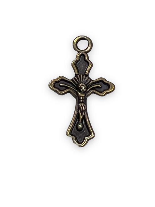 Cross Pendants, Brass-Plated,  18x30mm (Qty: 4)