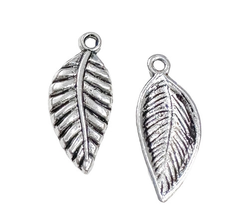 Leaf #11, Silver-Plated,  11 x 20mm (Qty: 2)