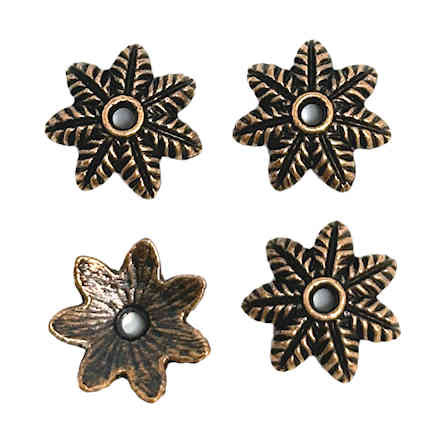 Bead Caps, Copper-Plated Pewter, 14mm diam. (Qty: 4)
