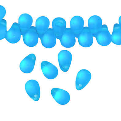 4 x 6mm Drop Beads, Matte Transparent Turquoise (Qty: 85)