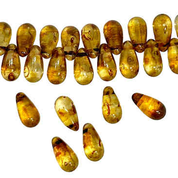 6 x 9mm Drop Beads, Transparent Smoky Topaz (Qty: 62)