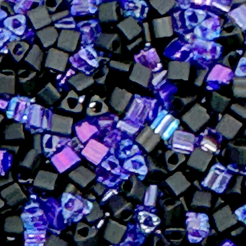 Size 8 Triangle Beads 8-939J, Purple/Matte Jet Multi-Mix (Qty: 25 gr.)