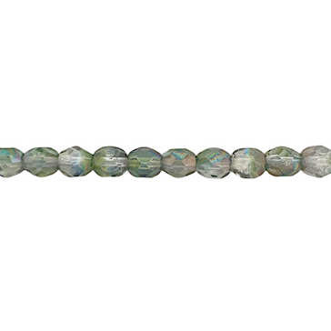 7mm Fire Polish,  Crystal Green/Blue (Qty: 30)