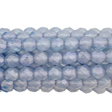 8mm Fire Polish, Crystal/Matte Lavender Grey  (Qty: 16)