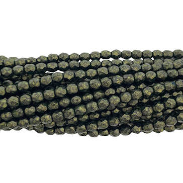 4mm Fire Polish, Yellow Gold Speckled  (Qty: 50)
