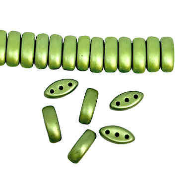 Cali Beads, 3-Hole, Pastel Olivine, 3 x 8mm (Qty: 38)