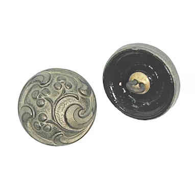 Round Domed Button, Swirls & Berries, Matte Antique Bronze, 18mm (Qty: 1)