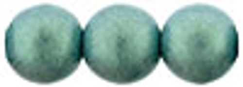 8mm Round Glass Beads (Druks), Light Green Metallic Suede (Qty: 25)