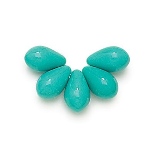 6x9mm Teardrop Beads, Green Turquoise (Qty: 25)