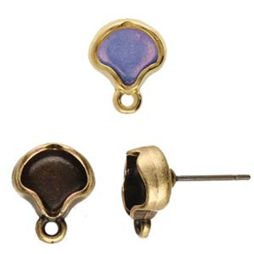 Cymbal Kamares, Ginko Earring Setting, Antique Brass Plate (Qty: 1 pair)