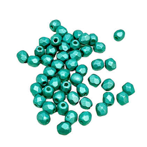 3mm Fire Polish, Metallic Emerald (Qty: 50)