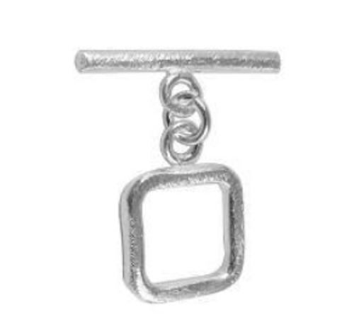 Sterling Silver Overlay Brushed Finish Square Toggle Clasp, 16mm (Qty: 1 )