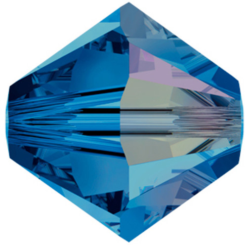 Brilliance 5328, 3mm Crystal Bicones, Capri Blue AB (Qty: 1) Min Qty 10