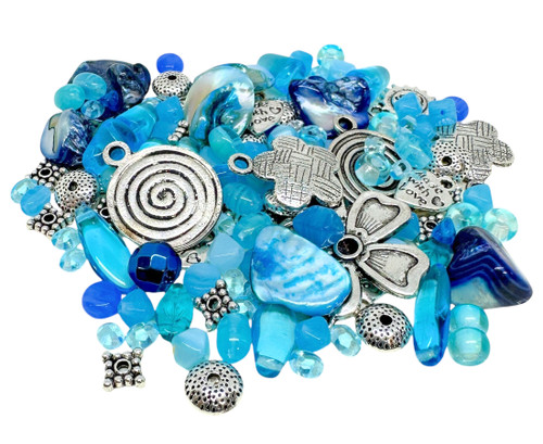 Limited Edition Czech Glass & Metal Bead Mix, Summer Aqua w/Silver (60 gr.)