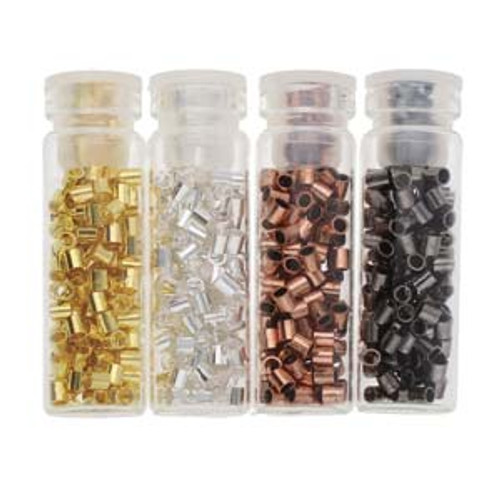 Crimp Tube Assortment, 2mm, Gold/Silver/Copper/Black Oxide-Plated (Qty: 6000)