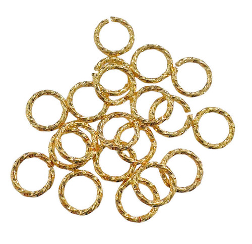 8mm Gold-Plate Twisted Open Jump Rings (Qty: 20)