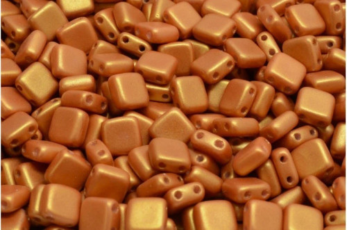 Two-Hole Tile Beads, Gold Shine Ochre (Qty: 25) (not available in the US)