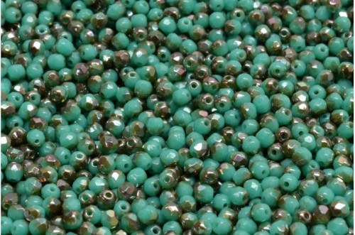 3mm Fire Polish, Green Turquoise Venus (Qty: 50)
