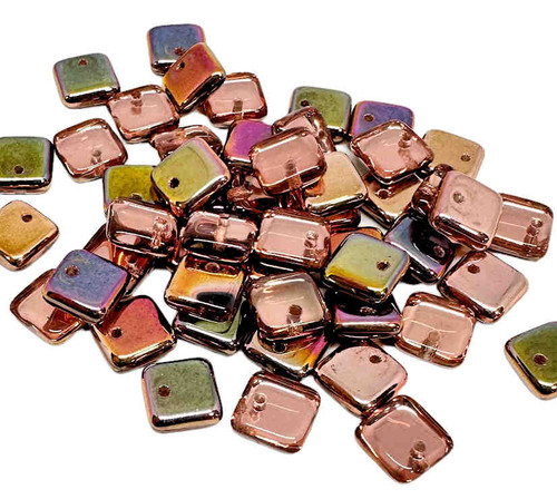 $2 Strand! Top-Drilled Czech Glass Tile Beads, Capri Gold, 6mm (Qty: 50)