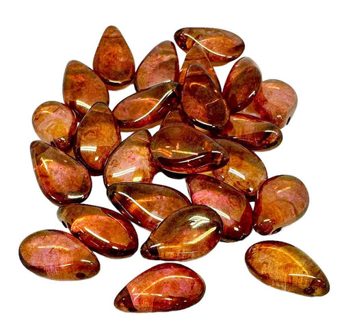 13x7mm Softly Curved Petal Beads, Rose/Gold/Bronze Luster (Qty: 25)