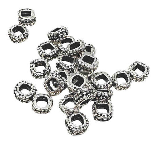 Silver-Plated Pewter Thin Square Spacer Beads, 2x4mm w/2mm hole (Qty: 25)