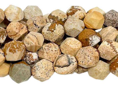 Picture Jasper, 8mm Star Cut Beads (15.25" strand)
