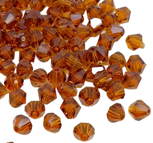 4mm Chinese Bicones, Dark Topaz (Qty: 100)