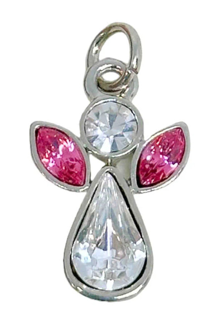 Preciosa Crystal Angel Charm, Rose, 13.5x21mm (Qty: 1) October Birthstone