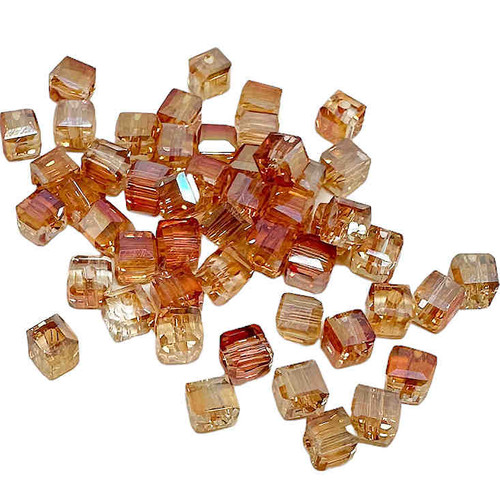 3.5mm Chinese Crystal Cubes, Crystal Copper (Qty: 50)