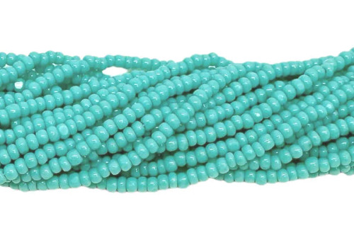 Size 13 Czech Charlottes, Opaque Green Turquoise (1 hank: 12 strands/12" long, ~3200 beads)