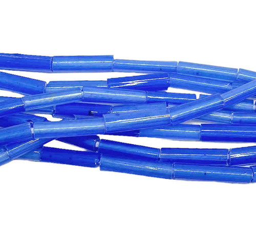 Antique Venetian Bugle Beads, Greasy Blue 22-Inch @ 50 Pcs (1930's)