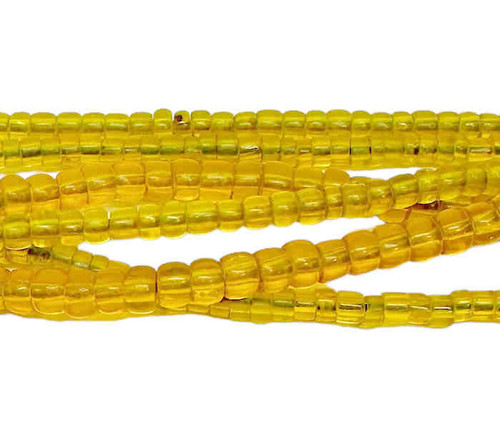 Antique Naga Glass Seed Beads, Transparent Yellow, 22 Inches - 100 plus years old