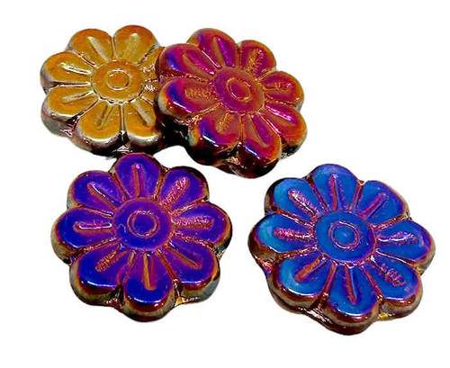 Gerber Daisy Flower, 18mm, Jet Full Sliperit (Qty: 4)