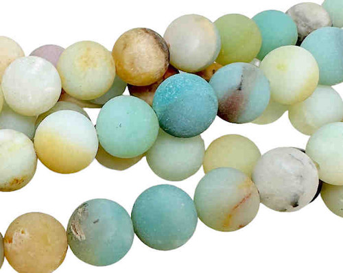 Matte Black Gold Amazonite 8mm Round Beads (8" strand, 25 beads)