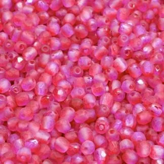 3mm Fire Polish, Dual-Color Matte Fuchsia/Violet (Qty: 50)