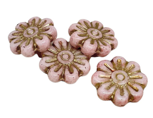 Gerber Daisy Flowers, 18mm, Petal Pink w/Gold Wash (Qty: 4)
