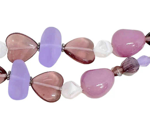 Purple Ice Vintage Look Czech Glass Mix (23 Pcs, 12 shapes, 7 Inch)