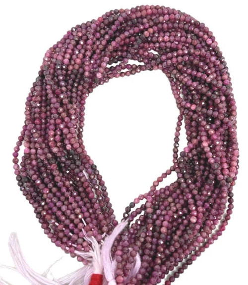 Moonstone Ruby-Dyed Gradient 3mm Faceted Rounds (12.5" strand) (Dyed)