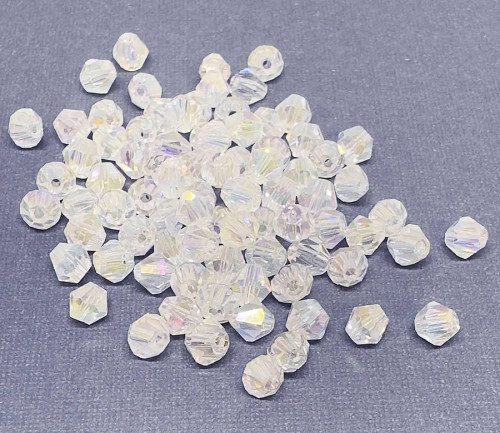 4mm Chinese Bicones, Crystal AB (Qty: 100)
