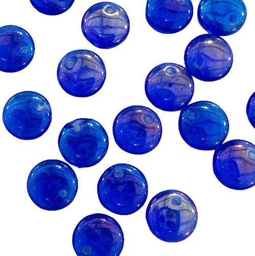 1-Hole Lentil Beads, 6mm, Sapphire w/Full AB (Qty: 50)