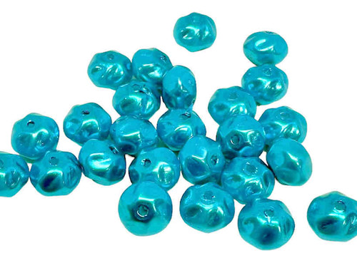Czech Glass Pearls, Pacific Blue, Twisted Rondelle Shape, 6x4mm (Qty: 25) Custom made for us!