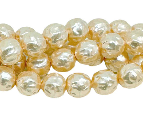 Czech Glass Round Baroque Pearls, 8mm, Cream (Qty: 25)