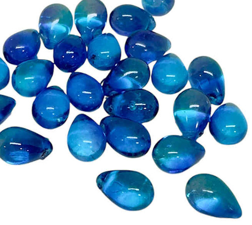 6x9mm Czech Glass Drop Beads, Blurple! Dark Aqua w/Purple (Qty: 25)