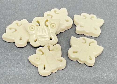 Carved Bone Butterfly Beads, ~15x12mm (Qty: 6) Color varies