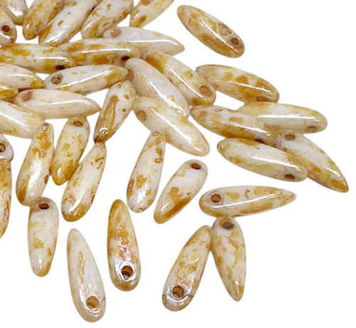 Fringe Dagger Beads, One-Hole, Ivory Travertine, 3x11mm (Qty: 50)