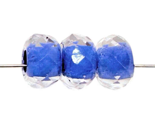 Faceted Large Hole Faceted Rondelle/Roller Beads, Blue-Lined Crystal, 5x8mm (Qty: 25) 3mm Hole